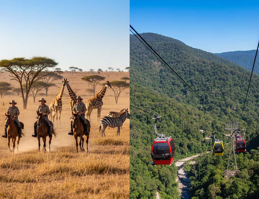 From Johannesburg: Horse-Riding Safari and Cable Car Tour - The morning drive from Johannesburg