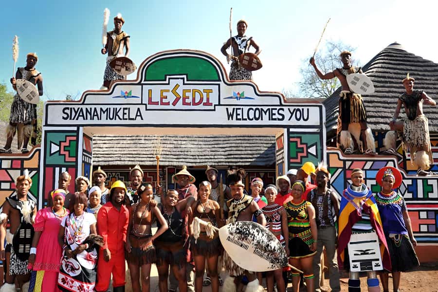 Lesedi Cultural Village with lunch or dinner cultural food - A welcome of singing, drumming, and movement